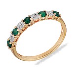 Женское золотое кольцо с бриллиантами и изумрудами, 062721