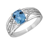 Женское золотое кольцо с бриллиантами и топазом, 825857