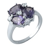 Женское серебряное кольцо с александритами и куб. циркониями, 1691910