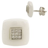 Серебряные серьги с керамикой и куб. циркониями, 1437712
