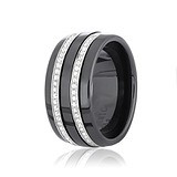 Серебряное обручальное кольцо с керамикой и куб. циркониями, 858128