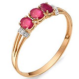Женское золотое кольцо с бриллиантами и рубинами, 1636627