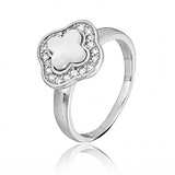 Женское серебряное кольцо с куб. циркониями и перламутром, 569875
