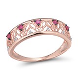 Женское золотое кольцо с бриллиантами и рубинами