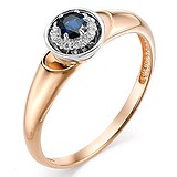 Женское золотое кольцо с бриллиантами и сапфиром, 1636631