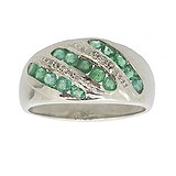 Женское серебряное кольцо с изумрудами и бриллиантами (RDE-6133-Ag_K), фото