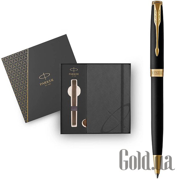 Ручка Parker, Набор шариковая ручка с блокнотом Sonnet 17 Matte Black Lacquer GT BP 84 832b24
Ручка Parker, Набор шариковая ручка с блокнотом Sonnet 17 Matte Black Lacquer GT BP 84 832b24