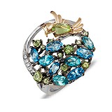Заказать недорого Женское серебряное кольцо с бриллиантами и полудрагоценными камнями от Swarovski (7R37301) ,цена 16901 грн. в Днепропетровске в магазине Gold.ua