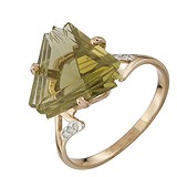 Женское золотое кольцо с кварцем и куб. циркониями, 1531419