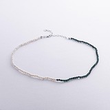 Серебряное колье с культив. жемчугом и малахитами