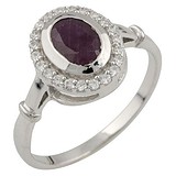 Женское серебряное кольцо с рубином и куб. циркониями, 1375266