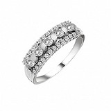 Серебряное обручальное кольцо с куб. циркониями, 143396