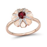 Женское золотое кольцо с бриллиантами и рубином, 1681446