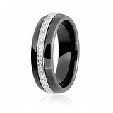 Женское серебряное кольцо с  куб. циркониями  и керамической вставкой