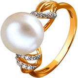 DeFleur Женское золотое кольцо с культив. жемчугом и куб. циркониями, 1659949