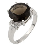 Женское серебряное кольцо с раухтопазом и куб. циркониями, 1553970