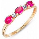 Женское золотое кольцо с бриллиантами и рубинами, 1635378