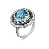 Victor Mayer Женское золотое кольцо с бриллиантами, топазом и эмалью, 005938