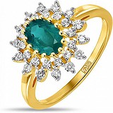 Женское золотое кольцо с бриллиантами и изумрудом, 1635383