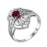 Женское серебряное кольцо с рубином и куб. циркониями, 1716793
