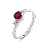 Женское серебряное кольцо с куб. циркониями и рубином, 1771577