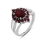 Женское серебряное кольцо с куб. циркониями и рубинами, 1771579