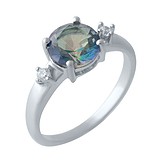 Женское серебряное кольцо с топазом и куб. циркониями, 1720380