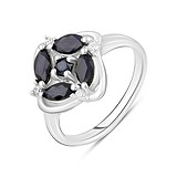 Женское серебряное кольцо с куб. циркониями и сапфирами, 1771069