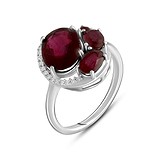 Женское серебряное кольцо с куб. циркониями и рубинами, 1771581