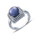 Заказать Женское серебряное кольцо с жемчугом и куб. циркониями (R00731PB) стоимость 1155 грн., в интернет-магазине Gold.ua