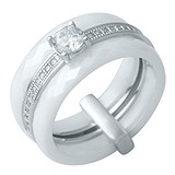 Серебряное кольцо с керамикой и куб. циркониями (0481630), фото