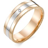 Золотое обручальное кольцо с бриллиантом, 1604435