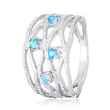 Женское серебряное кольцо с куб. циркониями, 572244