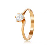 Золотое кольцо с кристаллом Swarovski