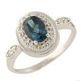 Женское серебряное кольцо с топазом и куб. циркониями, 1634653