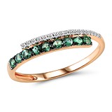 Женское золотое кольцо с бриллиантами и изумрудами