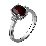 Женское серебряное кольцо с куб. циркониями и рубином, 1743454