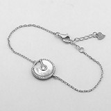 Женский серебряный браслет с перламутром и куб. циркониями, 1758049