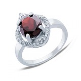 Женское серебряное кольцо с гранатом и куб. циркониями