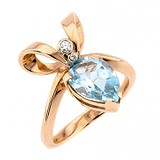 Женское золотое кольцо с топазом и бриллиантами