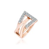 Женское серебряное кольцо с  куб. циркониями  в позолоте, 271974