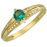 Женское золотое кольцо с изумрудом и бриллиантами, 1619048