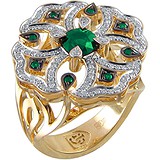 Женское золотое кольцо с изумрудами и бриллиантами, 1619051