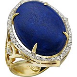 Женское золотое кольцо с лазуритом и бриллиантами, 1619053