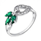 Женское серебряное кольцо с бриллиантами и изумрудами, 1717104