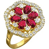 Женское золотое кольцо с рубинами и бриллиантами, 1685875
