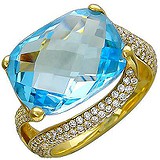 Женское золотое кольцо с топазом и бриллиантами, 1619060