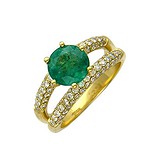 Женское золотое кольцо с изумрудом и бриллиантами, 1619063