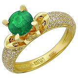 Женское золотое кольцо с изумрудом и бриллиантами, 1685879