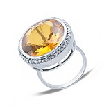 Женское серебряное кольцо с кварцем и куб. циркониями
